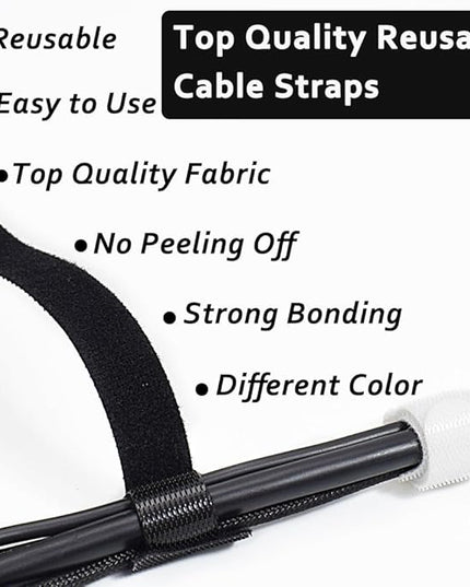 70pcs Cable Ties Reusable Black and White Wire Ties Cable Management Cord Ties Reusable for Electronics Hook and Loop Cable Ties for Computer 4 6 8 Inch