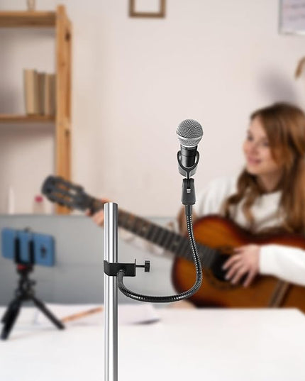 Gooseneck Microphone Stand 360° Adjustable Microphone Arm Flexible Mic Desk Clamp 13in Desktop Gooseneck Arm Clip Holder Desktop Mic Stand Holder for Lectern Lectures Podium Streaming