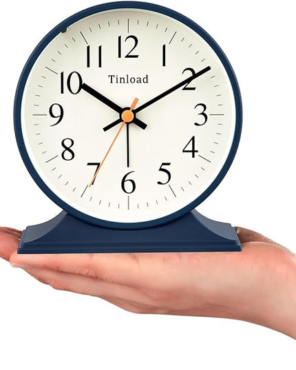 4.5"Retro Analog Alarm Clock,Vintage decor , Super Silent Non Ticking Small Clock with Manual Light, Snooze, Battery Operated, for Bedroom, Living Room, Office,Nightstand, Bedside, Desk ,Table(Blue)