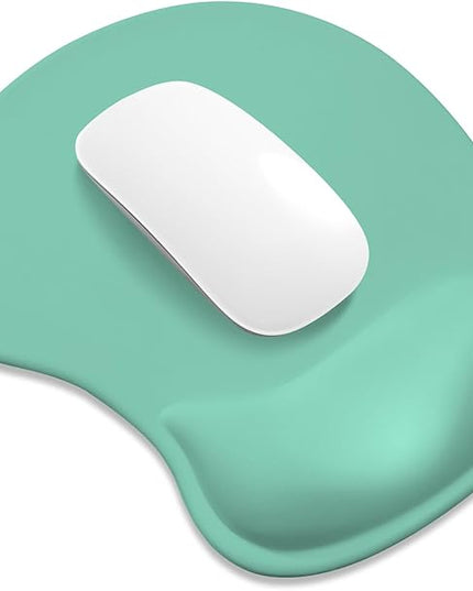 ITNRSIIET Ergonomic Mouse Pad, Cushioned Gel Wrist Rest, Non-Slip Base, Smooth Surface, Compatible with All Mice for Office & Gaming, Desk Accessory, 9.5 x 8.2 inch, Mint Green