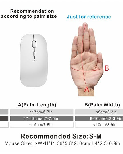 HOTDREAM Bluetooth Rechargeable Mouse for iPad Air/iPad Pro/Laptop/Tablet/iPhone/PC, (Not for Mac,MacBook) Silver