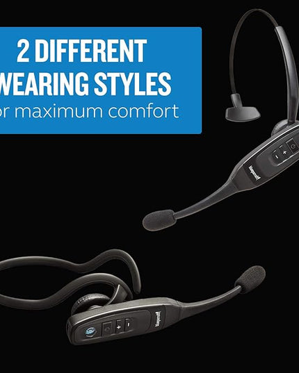 BlueParrott C400-XT Mono Bluetooth Wireless Headphones 96% Noise Canceling Trucker Headset with Mic, Convertible Over Head to Behind Neck Style with 300 ft. Wireless Range, 24 hrs. Talk Time, Black