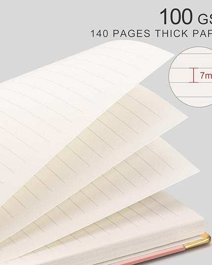 EMSHOI Meeting Notebook for Work - A5 Half Meeting Half Note Planner, 140 Pages, 100GSM Thick Paper, Hardcover, Project Organizer for Women Men Office, Business, Note Taking, 6"x8.3" - Pink