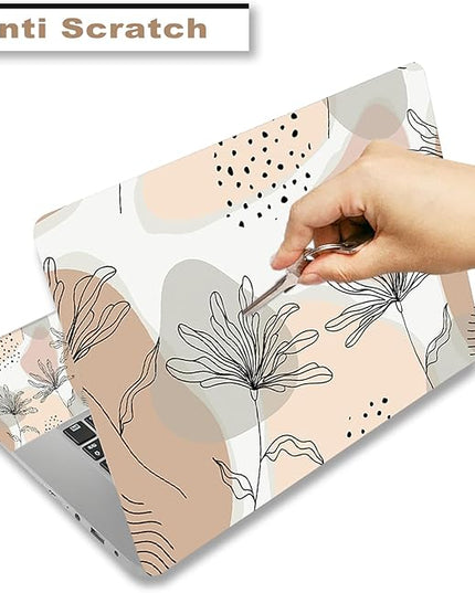 Laptop Skin Sticker Decal,12" 13" 13.3" 14" 15" 15.4" 15.6 inch Laptop Vinyl Skin Sticker Cover Art Protector Notebook PC (2 Wrist Pad Skins Included), Decorative Waterproof Removable, Morandi Leaves
