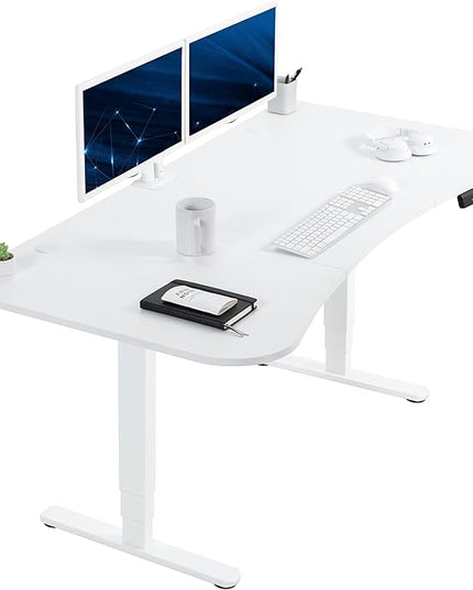 VIVO Electric 63 x 32 in Dual Motor Standing Desk, Memory Height Adjustment, 2B Series, White Top White Frame, DESK-KIT-2W1W