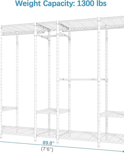 VIPEK V50 Extra Large Portable Closet Rack Bedroom Armoire Freestanding Wardrobe Closet, Heavy Duty Multi-Functional Metal Clothing Rack for Hanging Clothes, Max Load 1300lbs, White