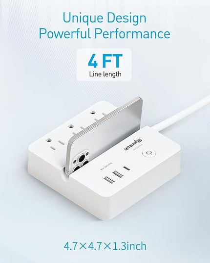 Remote Control Power Strip with 3 RF Controlled Outlets Surge Protector Power Strip with 3 USB Ports, Phone Holder, 15A/1875W 4ft Cord Remote Control Outlet Plug for Home Office