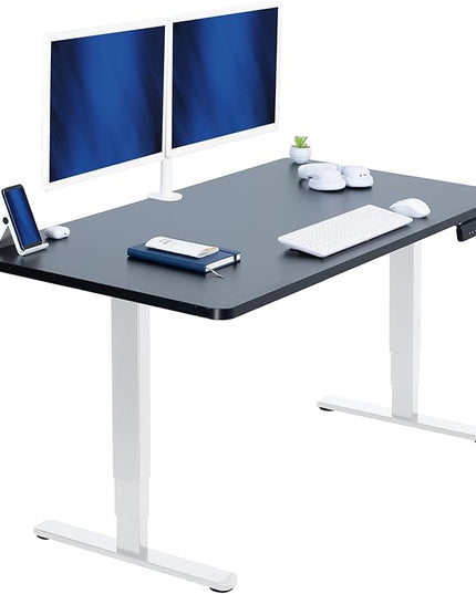 VIVO Electric 55 x 28 in Dual Motor Sit Stand Desk, Memory Height Adjustment, 2B Series, Black Top White Frame, DESK-KIT-2W55B