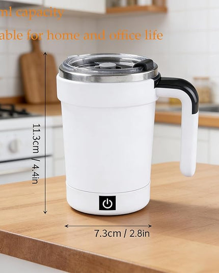 Self Stirring Coffee Mug with Lid,304 Stainless Steel Self Stirring Cup,Rechargeable Coffee Mug with Temperature Display,Suitable for Home and Office (Green)