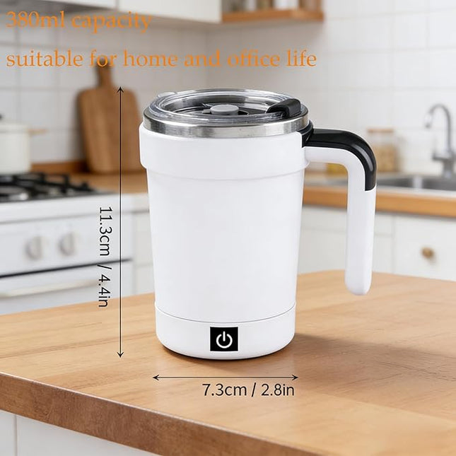 Self Stirring Coffee Mug with Lid,304 Stainless Steel Self Stirring Cup,Rechargeable Coffee Mug with Temperature Display,Suitable for Home and Office (Green)