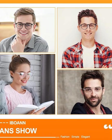 IBOANN Blue Light Glasses for Woman/Men, Fashion Blue Light Glasses Men, Fake Glasses Help Reduce Screen Fatigue