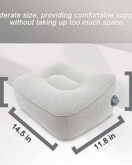 Inflatable Foot Rest, Carseat Inflatable Foot Rest Pillow, Airplanes Inflatable Foot Rest Cars, Travel Footrest Pillow for Home Office,Trains (Grey, 14.5" L×11.8" W×7.9”H)