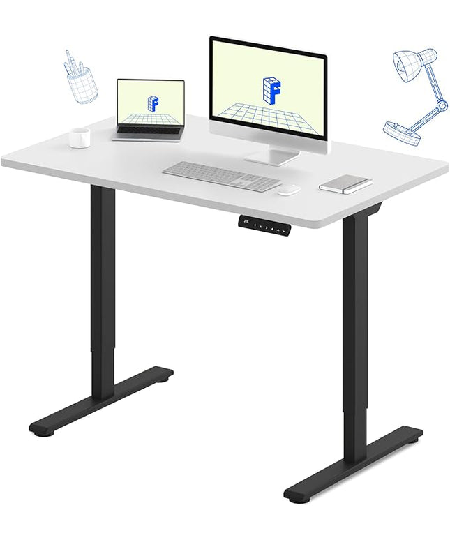 FLEXISPOT E3 Dual Motor Electric Standing Desk 48 x 24 Sit Stand Up Desk, Holds 220 lbs, Adjustable Height w/ Memory Presets, One-Piece White Desktop & Black Frame, Ships in 2 Boxes