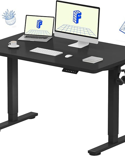 FLEXISPOT EN1 One-Piece Standing Desk with 1-Inch Thick Desktop, 48"x30" Electric Height Adjustable Desk for Home Office & Multi-Device Workstations, Black
