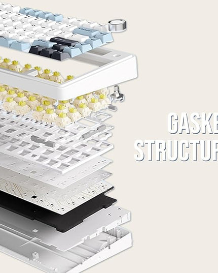 EPOMAKER x Aula F75 Gasket Mechanical Keyboard, 75% Wireless Hot Swappable Gaming Keyboard with Five-Layer Padding&Knob, BT/2.4GHz/USB-C, RGB (Light Blue, LEOBOG Reaper Switch)