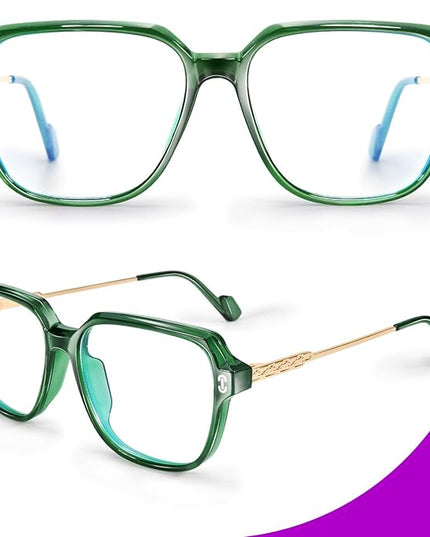 VISOONE 2 Pack Oversized Blue Light Blocking Glasses with Chic Square TR90 Frame and Metal Temple for Women Men REMY