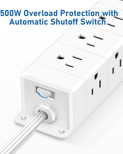 30W USB C Power Strip Surge Protector,4 Side 12 Outlets Desk Power Strip with Ultra Thin Flat Plug,PD Fast Charing,2 USB-C,2 USB-A(USB Total 40W),10ft Flat Extension Cord with Multiple Outlets,1200J