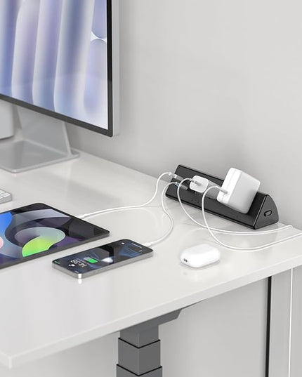 Jgstkcity Desk Clamp Power Strip,20W Fast Charging Station,Surge Protector Nightstand Edge Mount,1875W Extension Cord with Multiple Outlets,2 USB-C,2 USB-A,for Home Office (Black, 6 FT)