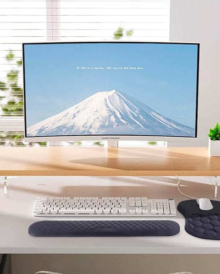 Mouse Pad Wrist Support, Laokiiy 2 in1 Keyboard Wrist Rest+ Ergonomic Mouse Pad, Non-Slip Wrist Rest for Computer Keyboard, Made Easy Typing & Relieve Wrist Pain（Black