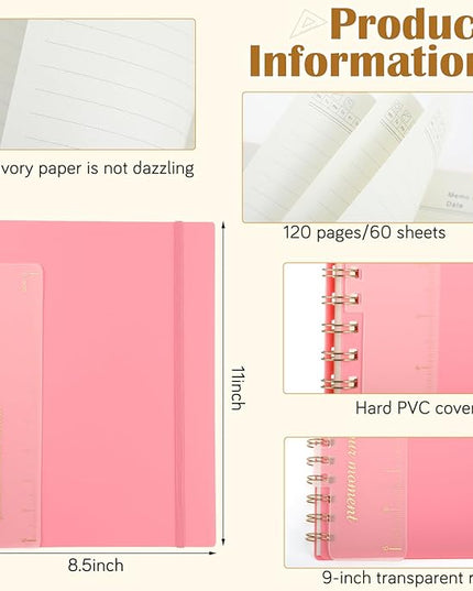 3 Pcs Spiral Notebook Journal 8.5” x 11” A4 Large Notebooks College Ruled Lined Journal Plastic Hardcover 100 GSM Ruled Paper 120 Pages for Women Men Office Note-Taking Business