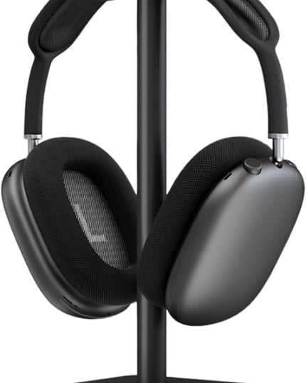 Headphone Stand, Rounded Corner Headset Holder, Anti Slip Base, TPU Tray, Aluminum Supporting Bar Headset Holder for Home Gaming Office (Black)