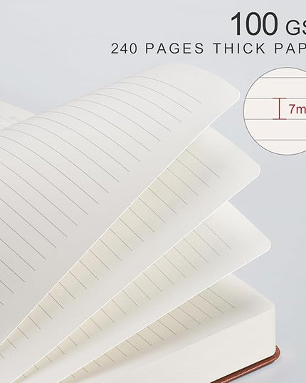 EMSHOI Meeting Notebook for Work with Sticky Tabs - 240 Pages, A4 Size Project Planner, PU Leather Meeting Agenda/Minutes Organizer for Women Men, Note Taking, Office & Business, 8.3"x11.7", Coffee