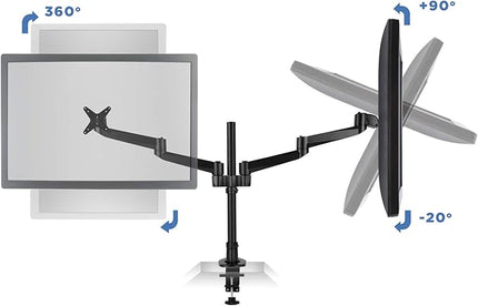 Mount-It! Premium Modular Dual Monitor Desk Mount Arms | Tilt Swivel VESA Wall Mount | Fits 13 15 17 19 21.5 24 27 Inch Computer Screens with 75 100 VESA Patterns | C-Clamp and Grommet Bases | Black