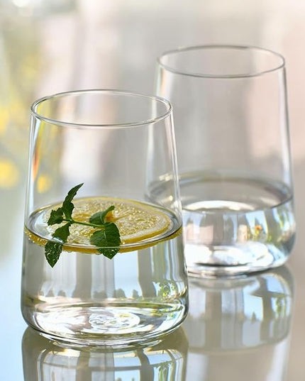 Krosno Glasses for Water, Juices and Other Drinks | Elegant Design | Set of 4 | Capacity 16.6 fl oz | Infinity Collection | Ideal for Home, Restaurant, Parties | Dishwasher Safe