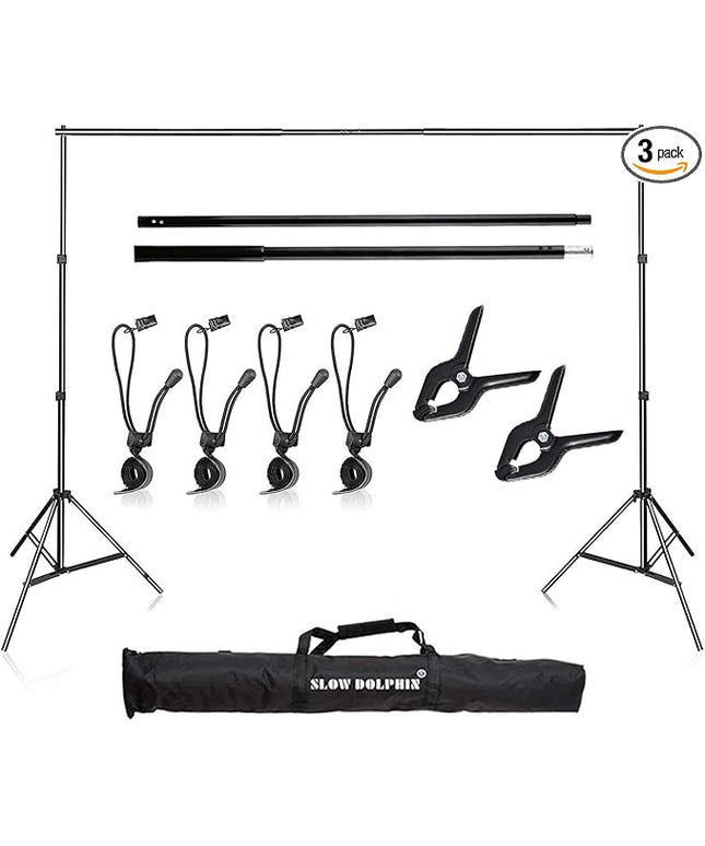 SLOW DOLPHIN Photo Video Studio 10x7ft(WxH) Adjustable Backdrop Support System Kit Background Stand with Carry Bag