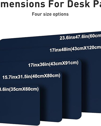 Aothia Faux Leather Desk Mat – Large Mouse Pad, Non-Slip PU Leather Blotter, Waterproof Writing Surface for Office and Home (Dark Blue, 47.2" x 23.6")