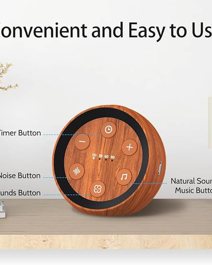 Battery Powered Sound Machine White Noise Sleep Machine with 32 Calming Sounds 36 Volume Levels Brown Noise Machine for Baby Kid Adult with 4 Timer for Travel Office Privacy