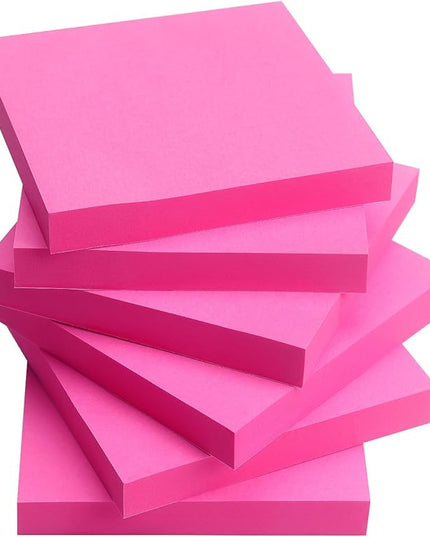 Sticky Notes 3x3 Self-Stick Notes Pads with 6 Bright Colors, Easy to Post for Office, School, Home, 6 Pads/Pack, 100 Sheets/Pad (Red)