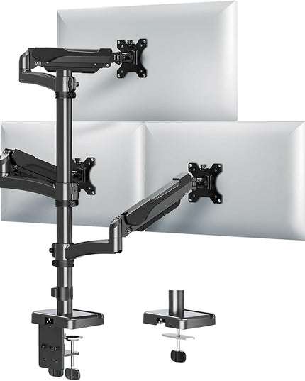 MOUNTUP Triple Monitor Mount Fits Max 32 Inch Screen, Holds 4.4-17.6lbs, 3 Monitors Desk Mount, Triple Monitor Stand for Desk, Adjutable Arm with Clamp/Grommet Base, VESA 75x75/100x100 MU6013A
