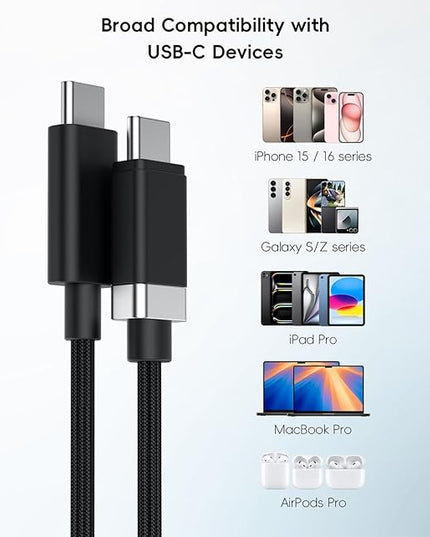 Magtame 2Pack USB C to USB C Cable 5FT, StayCable 60W Fast Charging Type-C Cable with Anti-Drop Magnetic Holder for Bedside, Desk, Car, Compatible with iPhone 17/16, Laptop
