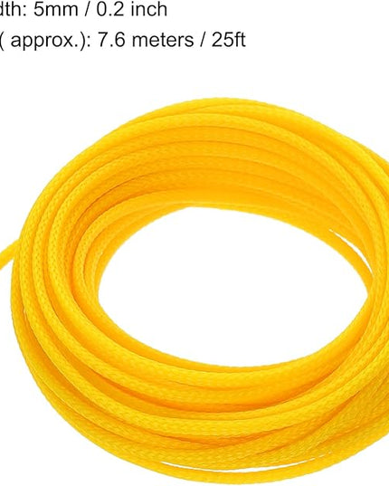 uxcell PET Expandable Sleeving 25ft 1/8" Yellow Cable Management Sleeve Cord Organizer for Wrap Protect Cable