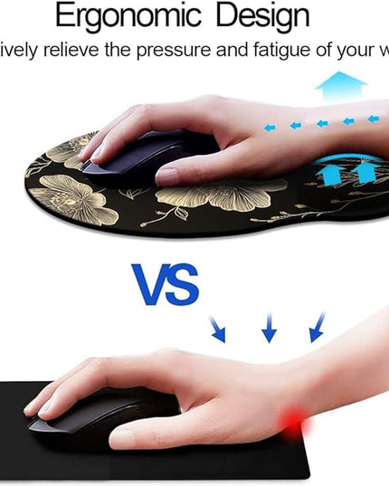 Ergonomic Mouse Pad with Wrist Support,Mouse Pad with Wrist Rest,Relieve Wrist Pain Mousepad Non-Slip Rubber Base,Mouse Pads for Desk,Computers,Laptop,Office,Home,Accessories Aesthetic Flowers