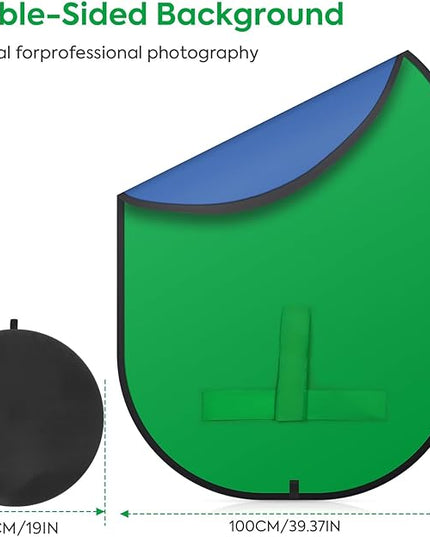 Green Screen Portable,Heorryn 5x6.5ft Green Blue Screen Chair Backdrop Kit Background Double Sided Pop Up Chroma Key for Photography,Live Streaming Gaming Zoom Video Chats Parties and Meeting