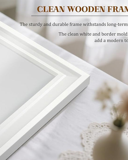 White Board for Wall, 24'' x 18'' Magnetic Dry Erase Board, Decorative Whiteboard with Plain White Wooden Frame, Hanging Writing Board for Home Office School Dorm