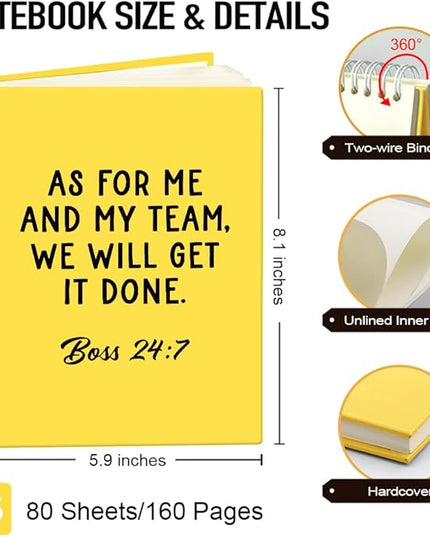 Msticey As For Me And My Team We Will Get It Done 160 Blank Pages Yellow Hardcover Spiral Notebook, Appreciation Gifts for Women Manager Supervisor Leader Coworker Colleague, Funny Boss Day Gifts