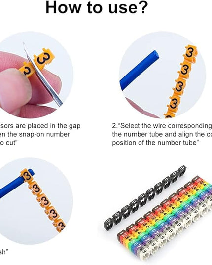 Clip on Wire Markers, Wire Number Labels Colorful Wire Numbering Marker Tube Cable Marker for Marking The Color Coded Cables(100PCS -2.5MM 2.5)
