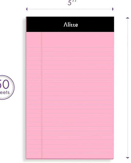 5x8 Small Notebooks – 12 Pack Narrow Ruled, Multicolor Perforated Note Pads with 50 Sheets Per Notepad, (No Ink Bleeding) Ideal Legal Pads for Writing, Note Taking, Home, Office, School