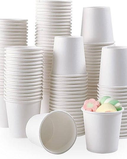 TV TOPVALUE 3 oz Paper Cups 600 Count Disposable Bathroom Mouthwash Espresso White Cups for Party, Picnic, Travel and Events