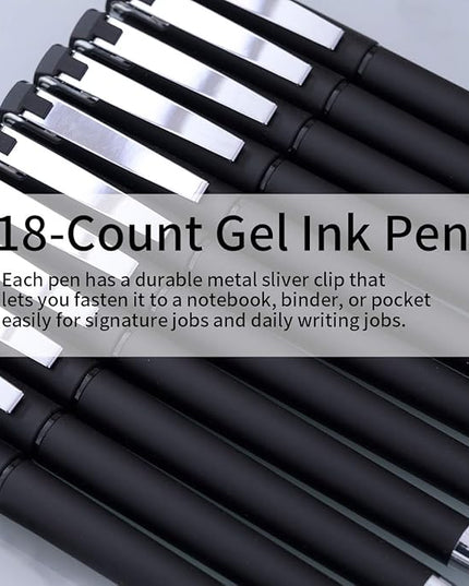 MiSiBao 0.7mm Black Ink Gel Ink Rollerball Pens 2 in 1 Medium Point Pens with Stylus Work Pen Smooth Writing for Office Black gel pen (Black-18pack)