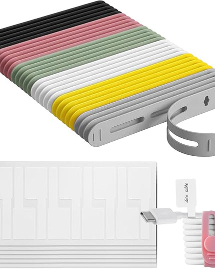 90 Pcs Nylon Cable Labels and Cord Ties Set - 30 Colorful Data Cable Organizer + 60 Identification Wire Labels, Cord Management for Home Office Travel Desk Electronics (Multicolor)