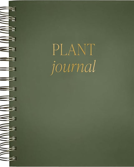 Sweet Water Decor Plant Journal, Cute Lined Spiral Notebook for Women, 125 Prompt Pages for Writing & Tracking Plant Growth, Green Matte Laminate Hardcover Diary with Gold Foil Details