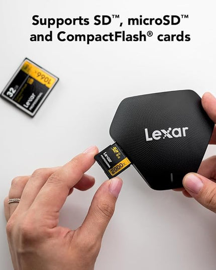 Lexar Professional Multi-Card 3-in-1 USB 3.1 Reader, Supports SD, microSD and CF Cards (LRW500URBNA)