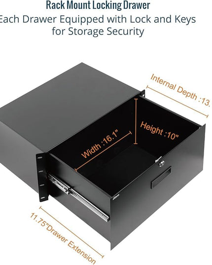 Tecmojo 6U Rack Drawer,Rack Mount Drawer for 19in Network Equipment/Server/AV Rack or Cabinet Enclosure,Sliding and Lockable Server Rack Drawer - Load-Bearing 44lb (20kg),with Cable Management Holes