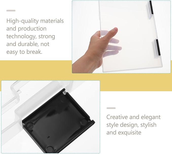 A5 Document Storage Box with Lid, Thickened Black Plastic File Organizer, Dustproof Desktop Office File Case for Paper and Pen Storage