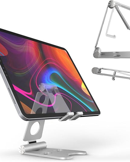 Kado Aluminum Alloy Tablet Stand for Portable Monitor, Foldable iPad Stand Holder Adjustable, Computer Office Desk Accessories for Kindle, Switch, iPad Pro/Air/Mini, iPhone Pro/Max/Plus