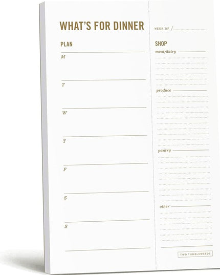 Meal Planning Notepad - What's for Dinner Weekly Meal Planner and Grocery List Magnet Pad with Tear-Off Shopping List - Family Dinner Menu for Fridge & Meal Prep - 6x9” - 50 Sheets